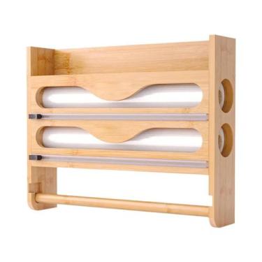 Imagem de Caixa De Armazenamento De Cozinha Em Bambu Com 2 Compartimentos E Supo