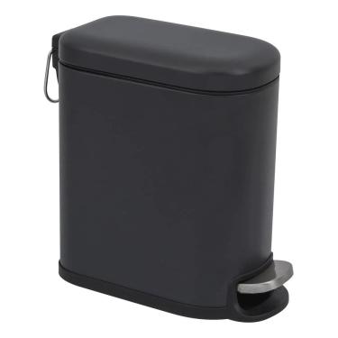 Imagem de Lixeira Banheiro 5l Preta Aco 29x14cm Com Pedal - Slim