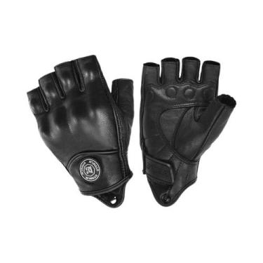 Imagem de Luvas De Motocicleta Retro Em Couro Preto, Sem Dedos, Para Corrida De 