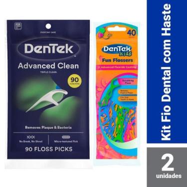 Imagem de Kit DenTek Fio Dental Floss Picks Triple Clean Adv c/ 90 un + Fio Dent