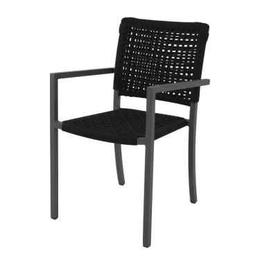 Imagem de Cadeira Marília Corda Náutica Base Em Alumínio Preto-preto