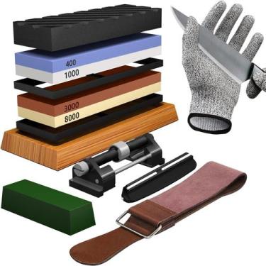 Imagem de Kit de pedra de afiar facas Yeopasda 4 Side Grit 400/1000 3000/8000
