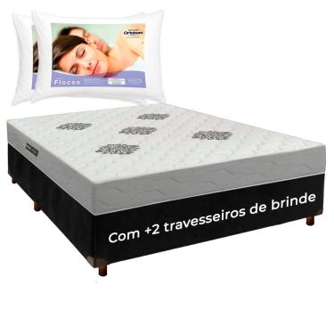 Imagem de Cama Box + Colchão Casal ISO100 Confort Premium + 2 Travesseiros Ortobom