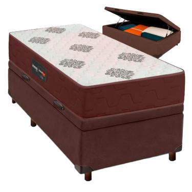 Imagem de Conjunto Cama Box Bau Com Colchão Solteiro Inova D45 Inovaflex - Marrom