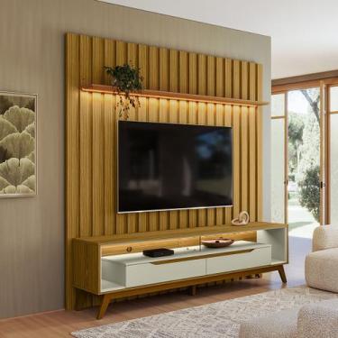 Imagem de Rack com Painel Ripado para TV até 70 Polegadas com LED MDF 177cmx218c