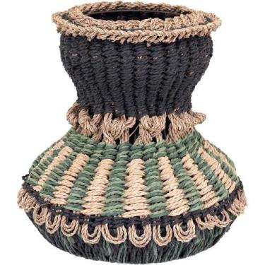 Imagem de Vaso Decorativo Enfeite Casa Fibra 38x36x36cm Verde - HOME & CO