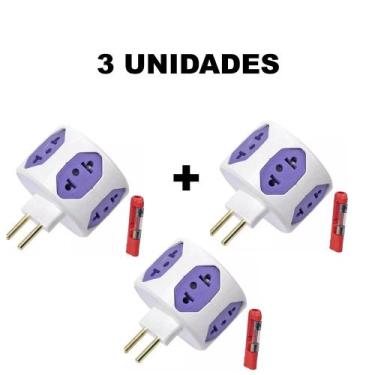 Imagem de Adaptador de Tomada 6 Entradas 10A/20A Pino Maciço Resistente Com Fusí