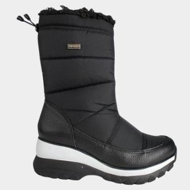 Imagem de Bota Llao Couro Impermeável com Ajuste Peluciada Lã Pelinhos-Feminino