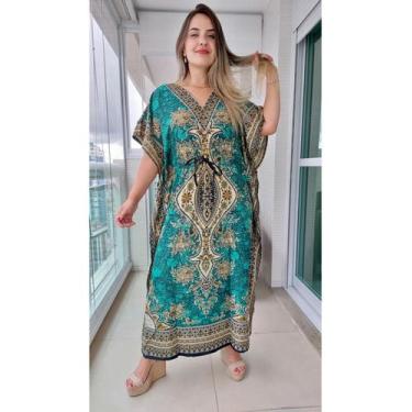 Imagem de Vestido Kaftan Indiano Longo Estampado Plus Size - Cod. 22052 - Aleci 