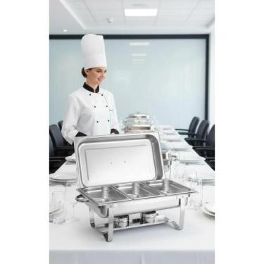 Imagem de 2x Rechaud 9L 3 Cubas 1/3 Banho Maria Self Service Buffet - Congratula