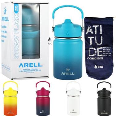 Imagem de Garrafa Térmica Arell Straw Flask 355ml com saquinho RJC, Ocean Blue