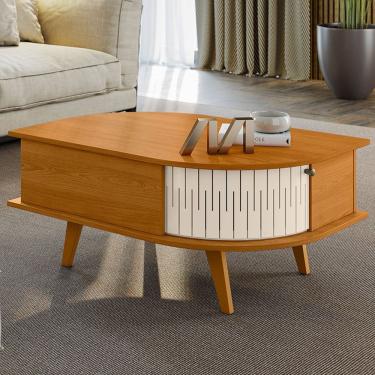 Imagem de Mesa de Centro Orgânica Para Sala Living 90cm Leda M07 Cinamomo Off White - Lyam Decor