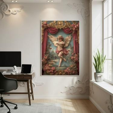 Imagem de Quadro Decorativo Arte Do Cupido 70x50cm Mold Preta