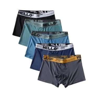 Imagem de Cuecas Boxer Masculinas plus Size De Seda Gelada, Pacote Com 5, Roupa 