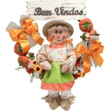 Imagem de Guirlanda Decoração Festa Junina Caipira Com Abobora De 50cm Menina - 