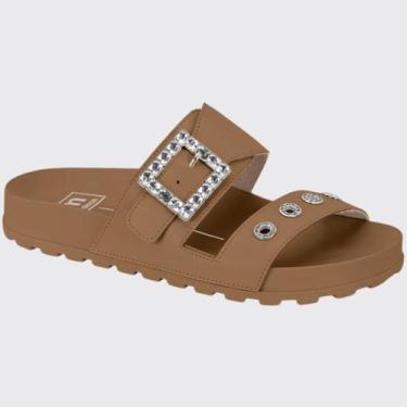 Imagem de Sandália Slide Feminina Flatform Papete Fivela Brilhante Moleca 5436.4