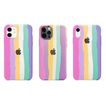 Imagem de Capinha Capa Case Compatível Com iPhone Aveludada Arco Iris, Iphone 12