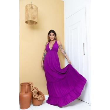 Imagem de Vestido Feminino Longo Frente Unica Com Bojo Para Festa Dia e Tarde No