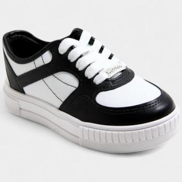 Imagem de Tênis Infantil Molekinha Casual Menina - Preto e Branco, 30