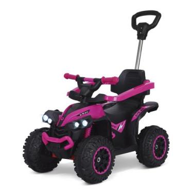 Imagem de Quadriciclo Elétrico Infantil Flash Wheels Rosa com Haste Direcionável