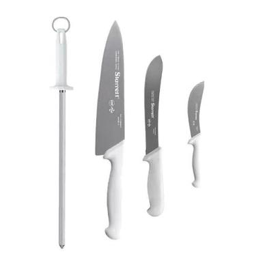 Imagem de Kit Churrasco Barbecue Starrett 6 Peças Cabo Branco Bkk-6b