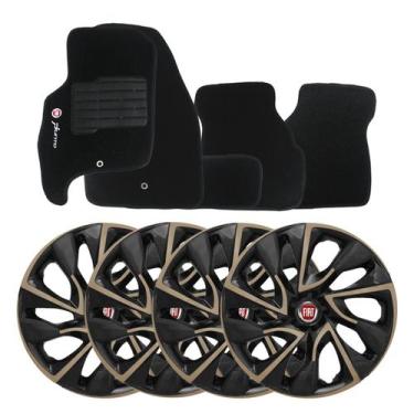 Imagem de Jogo de calotas esportivas ds4 15 gold + tapete bordado punto - Garage