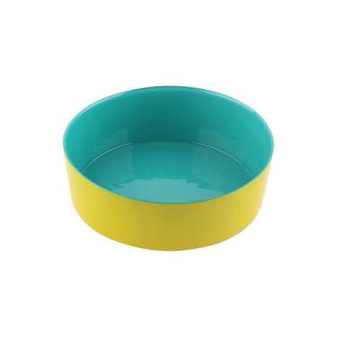 Imagem de Centro mesa Milky vidro 300ml 12x4,5cm azul turq e amarelo -L Hermitag