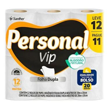 Imagem de Papel Higiênico Personal Vip Folha Dupla Neutro Menos Com 12 Unidades 