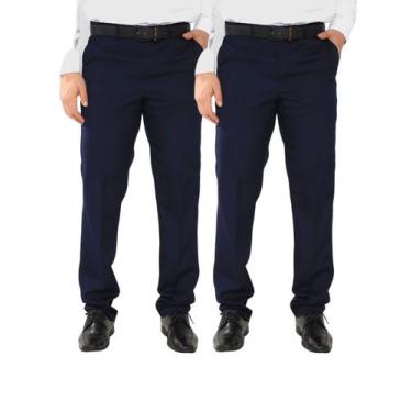 Imagem de KIT 2 Peças - Calça Social Masculina Azul Marinho - Pthirillo, 46, Azu
