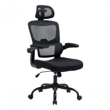 Imagem de Cadeira Gamer Giratória de Escritório com Tela Mesh Suporte Lombar e Encosto Reclinável Preta