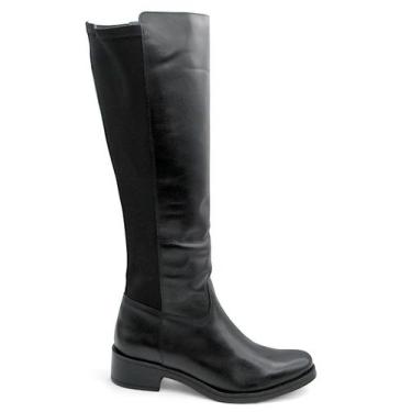 Imagem de Bota Montaria Feminina Via Paula Couro Preta Cano Longo 4129, Preto, 3