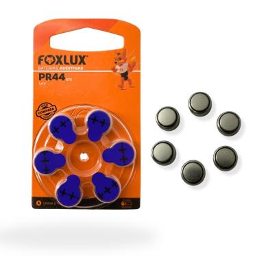 Imagem de Bateria Auditiva Foxlux PR44 - ZA675 com Tecnologia Zinco-Ar para Aparelhos Auditivos 6 Unidades Azul