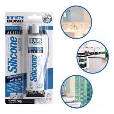 Imagem de Silicone Acético Branco 50g Bisnaga Tek Bond Vedação Reparos - Tekbond