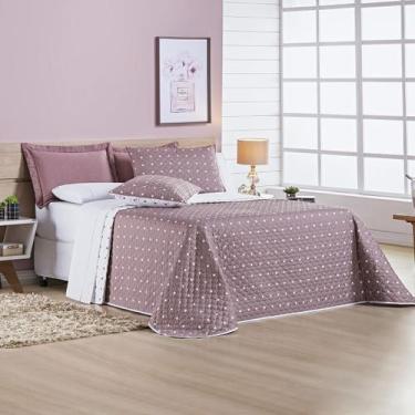 Imagem de Cobre Leito Colcha Cama Queen Petit Poá Dupla Face Kit 3 Peças Toque M
