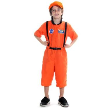 Imagem de Fantasia Astronauta Laranja Curto Luxo Infantil com Boné - Sulamerican