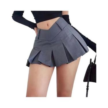 Imagem de Saia Plissada Feminina De Cintura Alta Estilo Coreano Curta Em a Para 