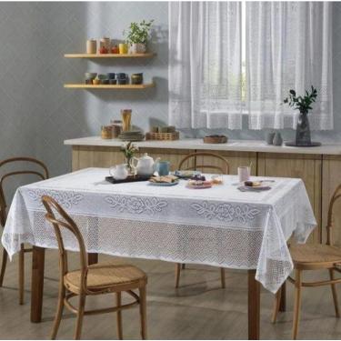 Imagem de Toalha De Mesa Renda 06L Branca+Cascata Renda Rosas - Interlar