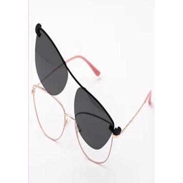 Imagem de Armação Óculos Grau Clipon Sol Feminino Gatinho 2 em 1 Flórida-Feminino