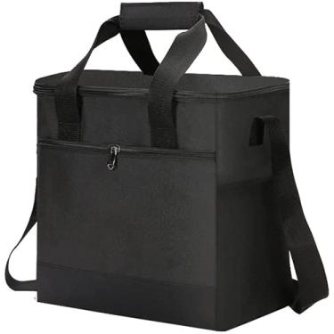 Imagem de KEAIDO Lancheira com isolamento térmico, lancheira portátil, reutilizável, térmica, à prova d'água, para escola, escritório, trabalho com alça de ombro ajustável, bolsa organizadora de piquenique de grande capacidade de 15 litros (preta)