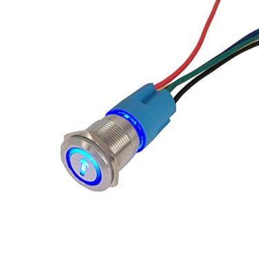 Imagem de ESUPPORT Aço inoxidável momentâneo 19 mm 12 V 5 A luz LED azul interruptor interruptor tomada fio botão seta 5 pinos