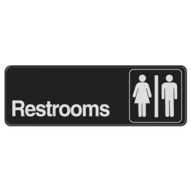 Imagem de Hillman 841758 Placa autoadesiva de impacto visual de banheiros, plástico preto e branco, 7,6 x 23,8 cm 1 placa