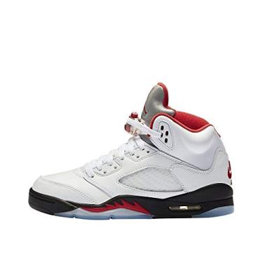 Imagem de Air Jordan 5 Retro (gs) Basketball Shoes Big Kids 440888-102 Size 4.5 White-Grey