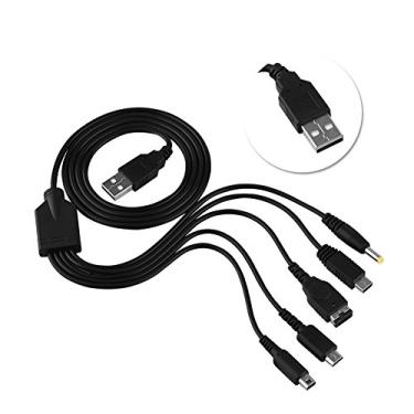 Imagem de Cabo carregador USB 5 em 1 da Wendry, cabo de carregamento multifuncional, cabo de carregamento de jogo para DS/para DSI (XL/LL)/GBA SP/para Wii U/para PSP 1000/2000/3000