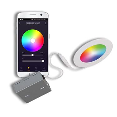 Imagem de BAZZ WFDISK400W Slim Disk Colors Smart Home Wi-Fi RGB Kit de luminária embutida, ajustável, regulável, compatível com Alexa e Google Assistant, local úmido, 1 pacote, branco