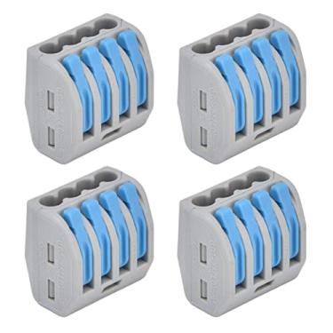 Imagem de Conectores de fio compactos de 4 vias, bloco terminal condutor de comprimento de fiação resistente à corrosão de 9-11 mm azul