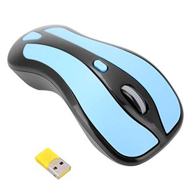 Imagem de CiCiglow Mouse sem fio, Mouse óptico Fly Air sem fio de TV 2,4G com receptor USB para PC Smart TV Box. (Azul+Preto)