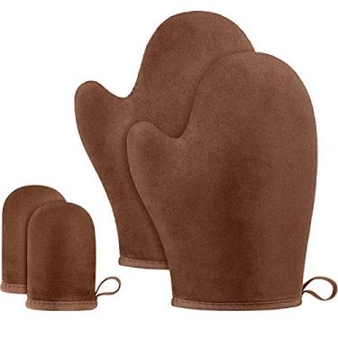 Imagem de 4 peças de luvas de auto-bronzeamento de microfibra macia dupla face aplicador mini luva de dedo para autobronzeador (2 conjuntos)