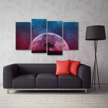 Imagem de Quadro Paisagem Da Lua Sala Escritório Em Tecido 4 Peças 1