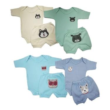 Imagem de Conjunto Roupa Bebê Body Curto e Short Bordado Menino Menina