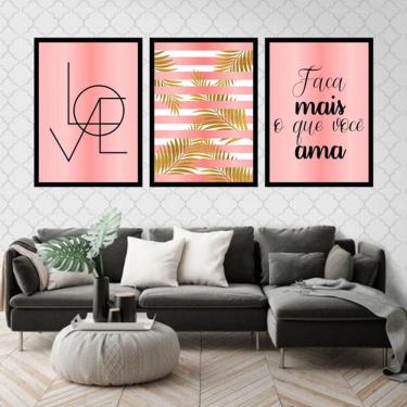 Imagem de Kit 3 Quadros Decorativos Love Faça Mais o Que Você Ama